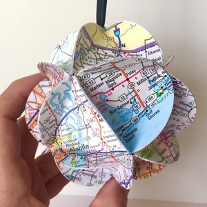 Ornament Alabama, gerecycled kaartornament, cadeaus reisbureau, Wanderlust, Alabama cadeau, kerstornament, cadeau voor reizigers
