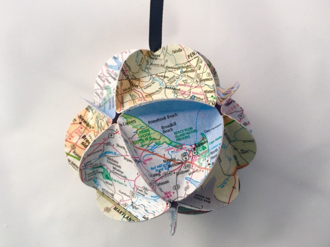 Delaware Ornament, Map Ornament, Delaware Gift, Travel Agent Gift