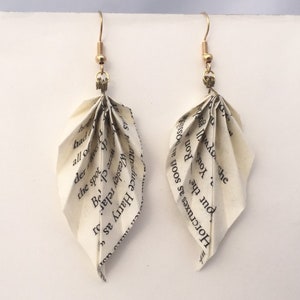Potter Book Page Earrings: Origami Book Club Gift