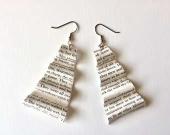 Book Club Gift Idea, Book Pages Earrings, Gifts for Writers, Recycled Vintage Books Jewelry, Gift for Bookworm, Librarian Gift, Bookworm