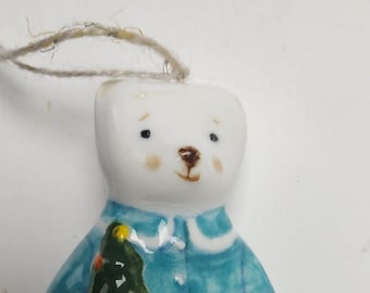 Christmas Ornaments Porcelain Handmade Ceramic Ornaments Decorations Christmas Tree Ornament First Christmas Ornament Teddy Bear