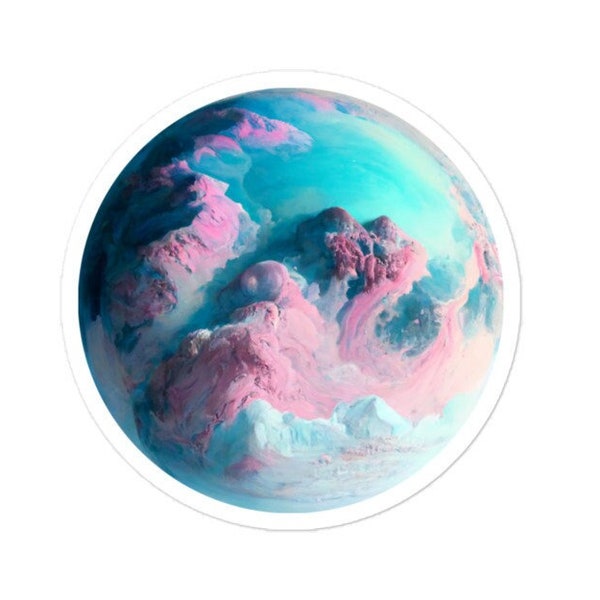 Sticker - Strange Planet in Outer Space Sticker - Sci-Fi Girl - Hot Pink - Sticker Design - Kiss Cut- Original Design Art