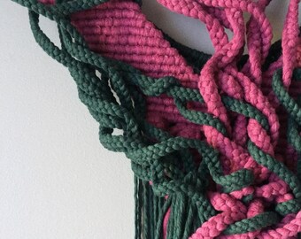 Pine/Magenta Macrame Wall Hanging