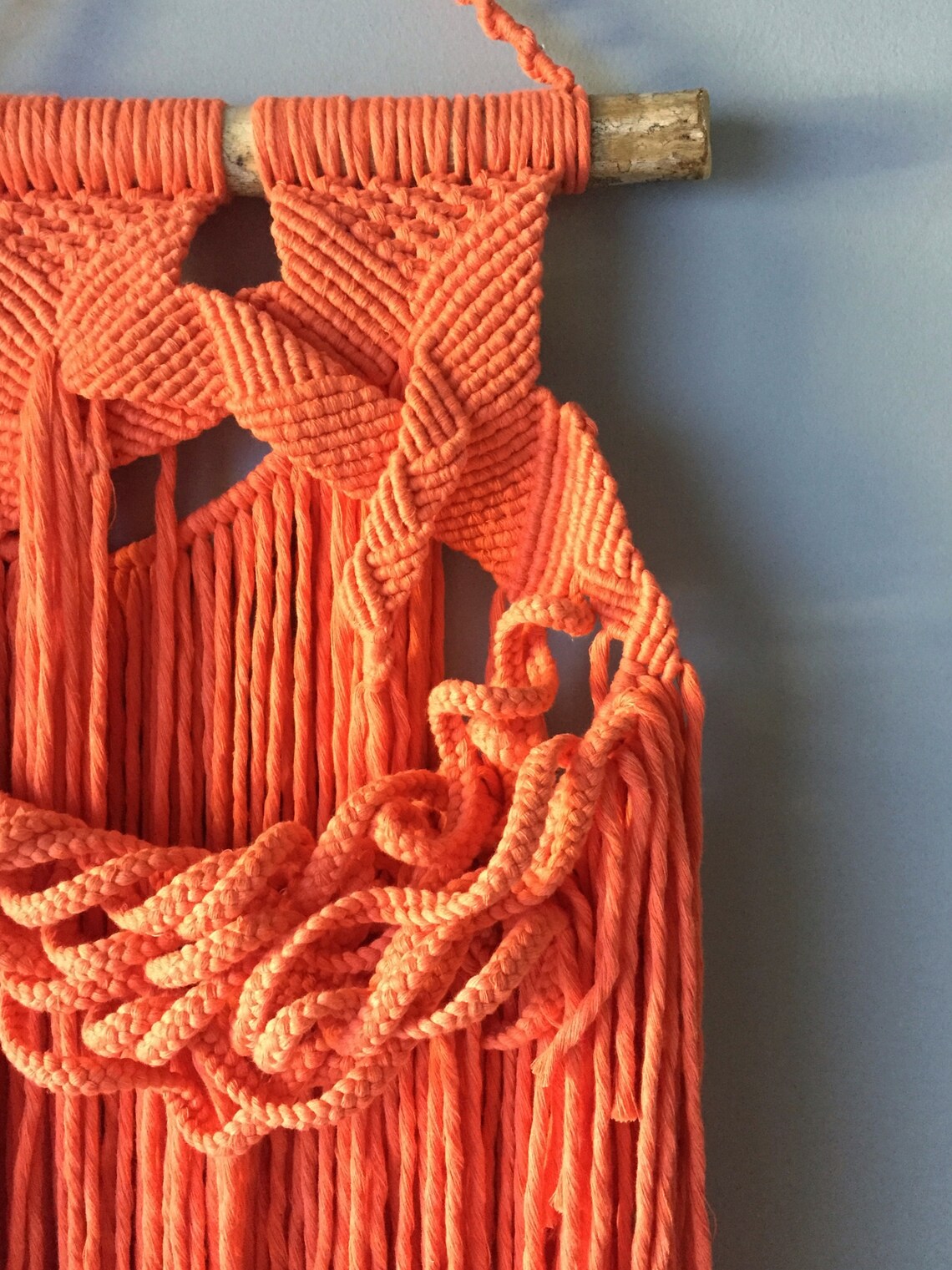 Orange Macrame Wall Hanging Etsy