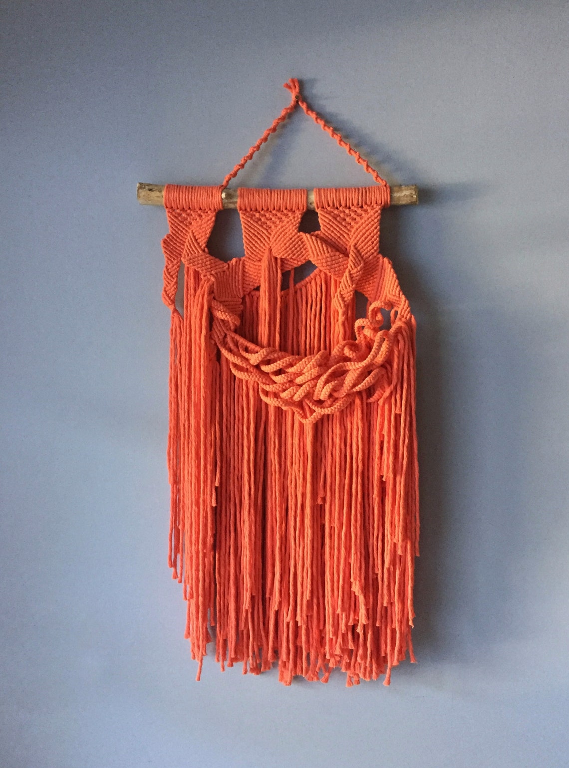 Orange Macrame Wall Hanging Etsy