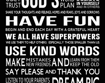 Family Rules Subway Art Poster, 20x30 - Instant Download