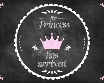 The Princess Has Arrived Digital images for Baby Girl Shower Invitation Announcements Sip and See Decoration - Instant Download