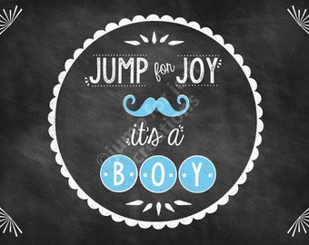 Jump for Joy It's a Boy Digital Images for Baby Boy Shower Invitation Announcements Sip and See Decoration - Instant Download