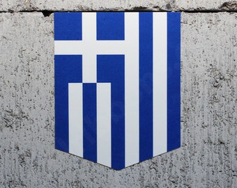 Flag of Greece sticker - 2" x 2.5" - Vinyl Decal Car Greek Emblem Badge