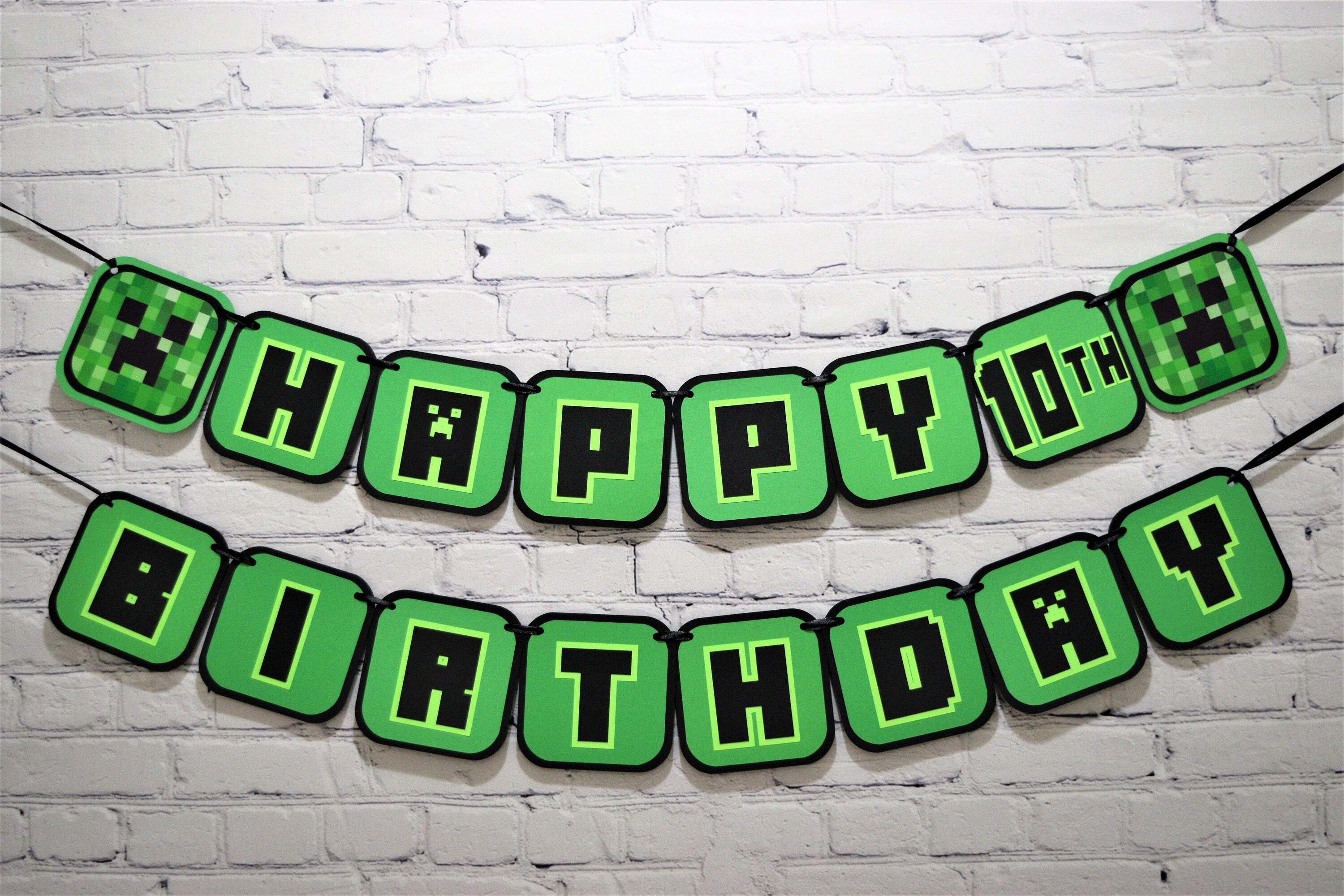 MINECRAFT inspired happy birthday banner and Decorations name Etsy