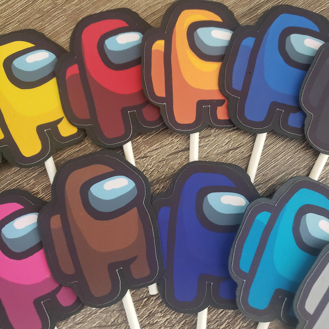 Among us inspired cupcake toppers Etsy
