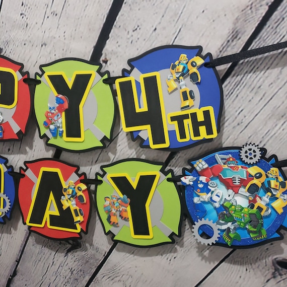 RESCUE BOTS Inspired Happy Birthday Party Banner and - Etsy