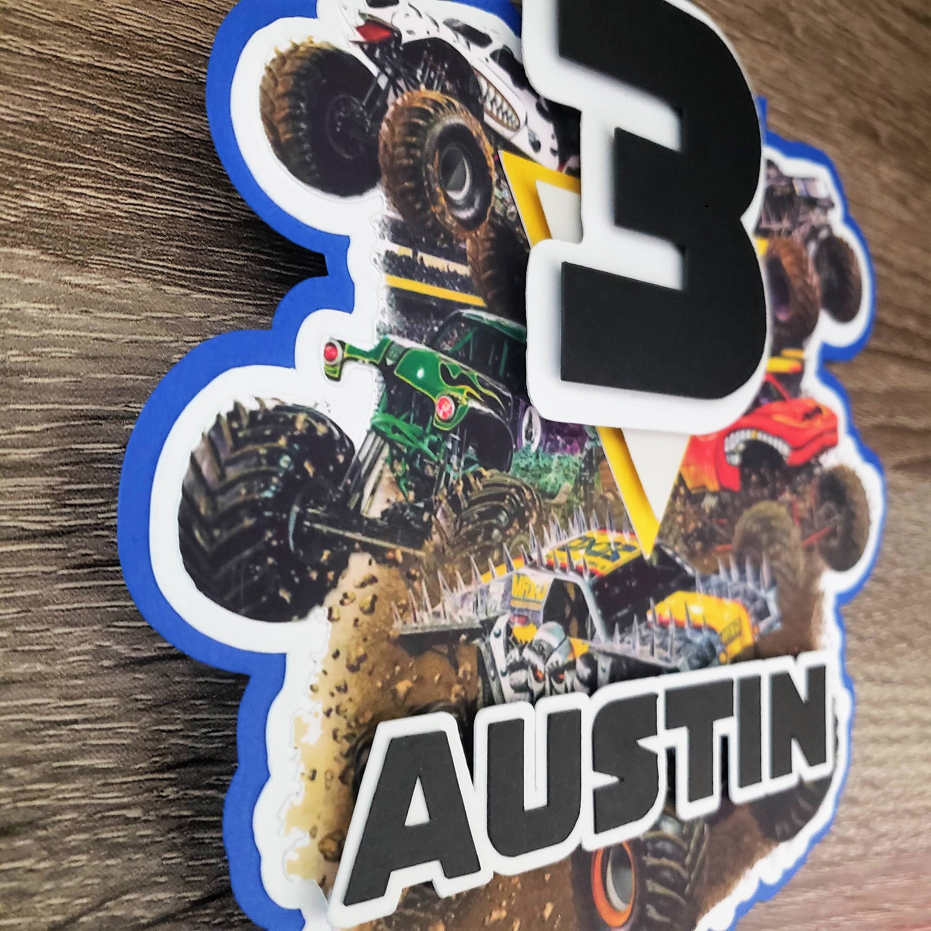 MONSTER JAM cake topper birthday banner name banner cupcake Etsy