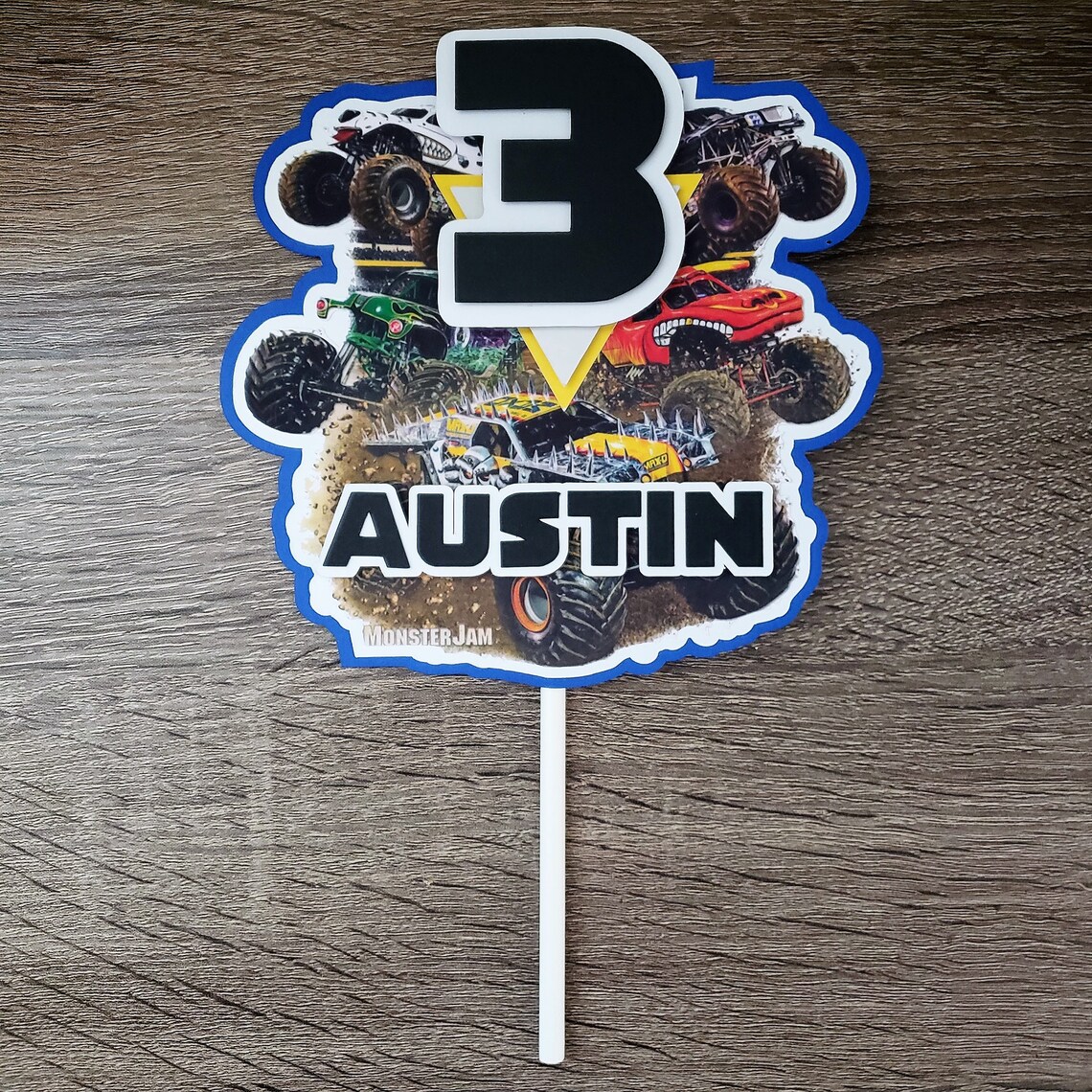 MONSTER JAM cake topper birthday banner name banner cupcake Etsy