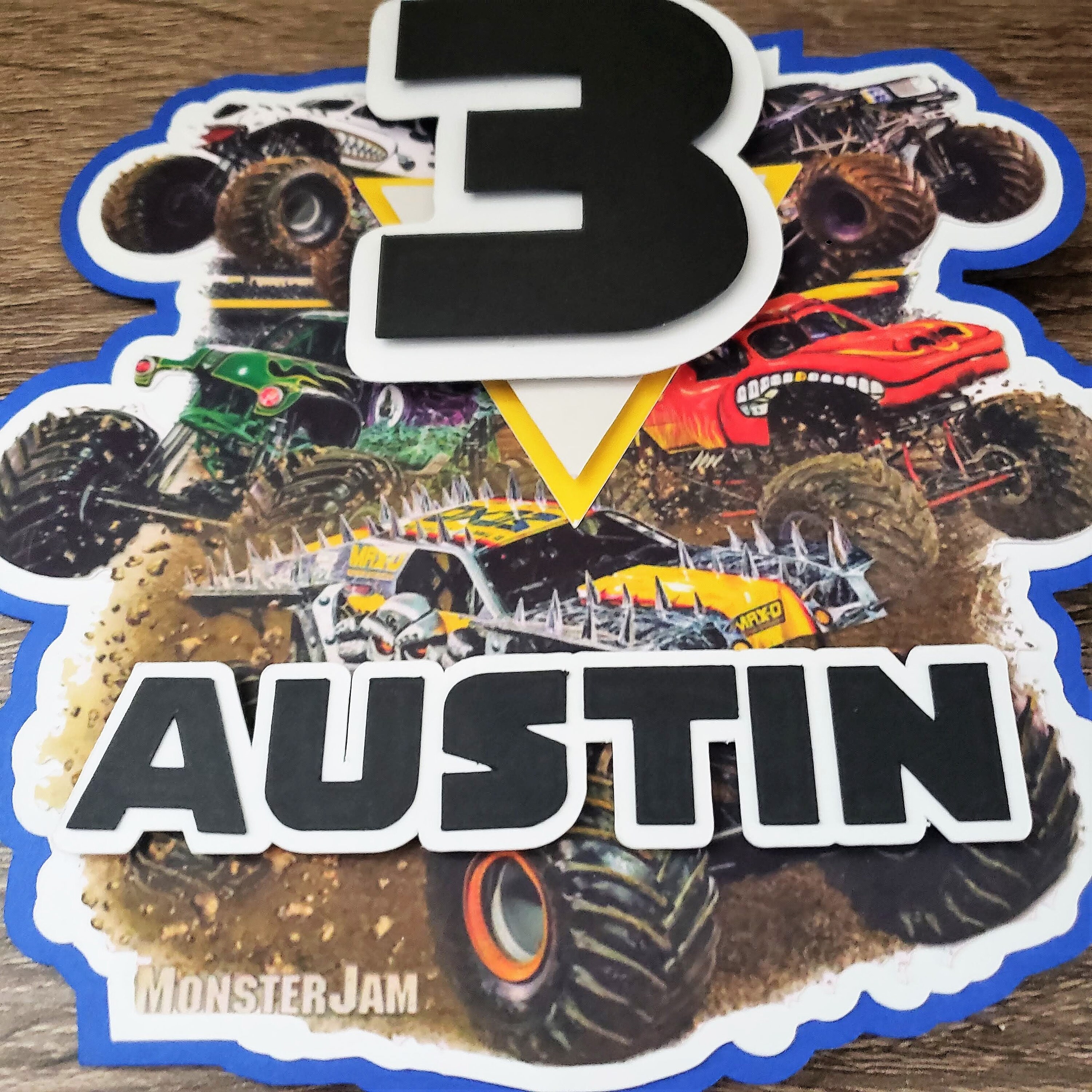 MONSTER JAM cake topper birthday banner name banner cupcake Etsy
