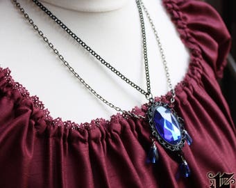 Royal Blue Gothic Lolita Cameo Necklace