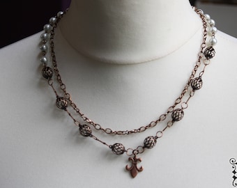 Copper Fleur de Lis Necklace