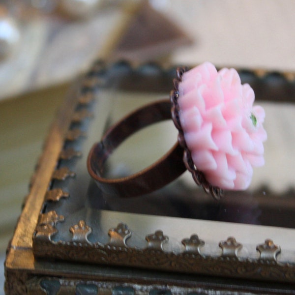 SALE A3DK Lovely Chrysanthemum Floral Lolita Ring - Pink