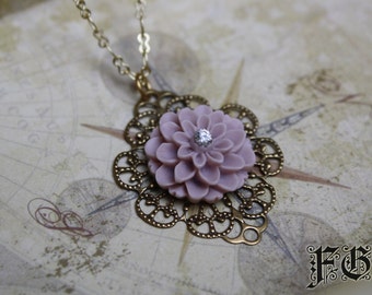 SALE A3DK Lovely Chrysanthemum Floral Lolita Necklace - Bronze