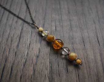 Solar Plexus / Sacral Chakra Pendant - Wire Wrapped Chakra Necklace Energy Healing Crystals Gemstone Pendant Meditation Yoga Necklace