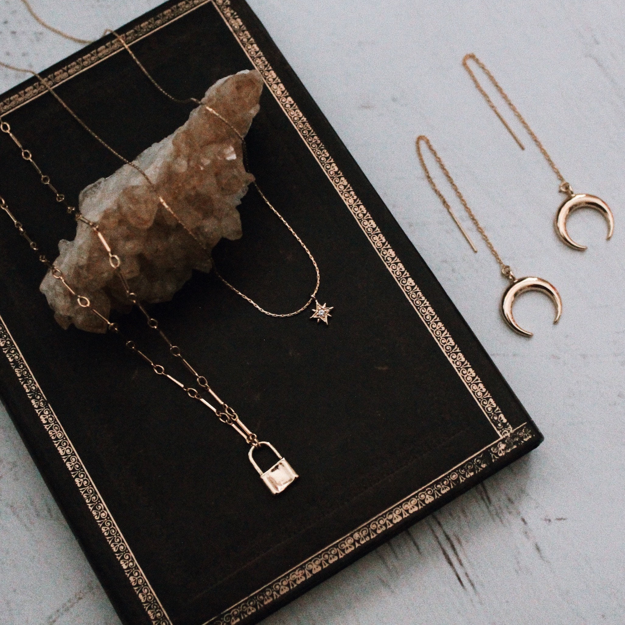 14k Gold Filled Moon Threader Earrings Etsy