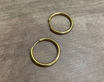 Gold Stainless Steel Hinge Hoops 1 inch/ 20mm