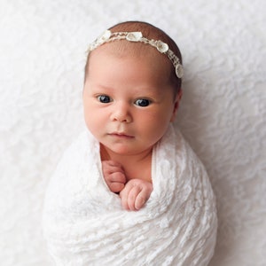 RTS white newborn headband. Newborn photo prop