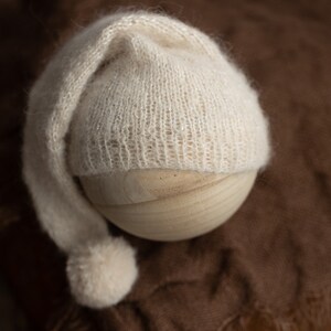 Bonnet de Noel RTS blanc pour nouveau-né, accessoire photo de bébé, bonnet de nuit pour nouveau-né, bonnet de Noel