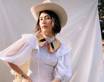 IDA+MOON Cactus Leather Collar | handmade leather collar western wear