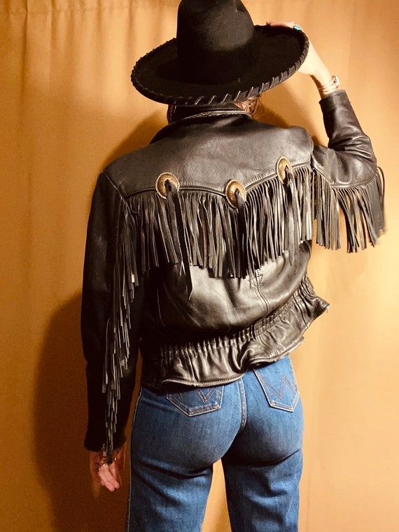 PIONEER TOWN vintage leather fringe jacket | moto