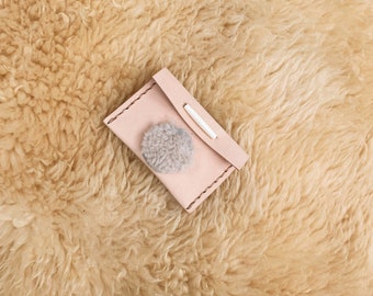 IDA+MOON Sacred Moon Cardholder Wallet | natural veg tanned leather sheepskin shearling handmade