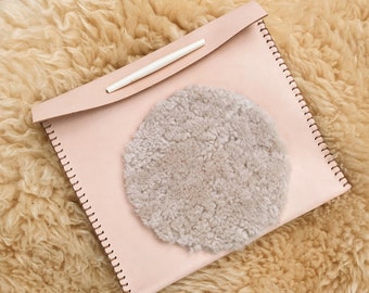 IDA+MOON Sacred Moon Pouch in natural | veg tanned  leather + sheepskin