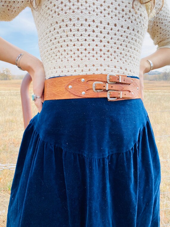 Rockmount Ranch Tooled Leather Belt | vintage belt