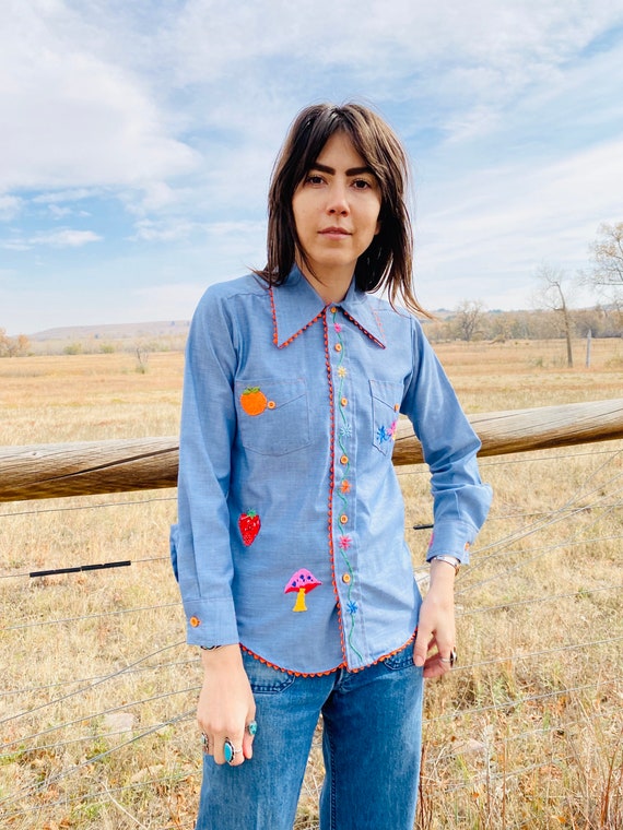 Fruits of Life Ranch Shirt | vintage chambray embr