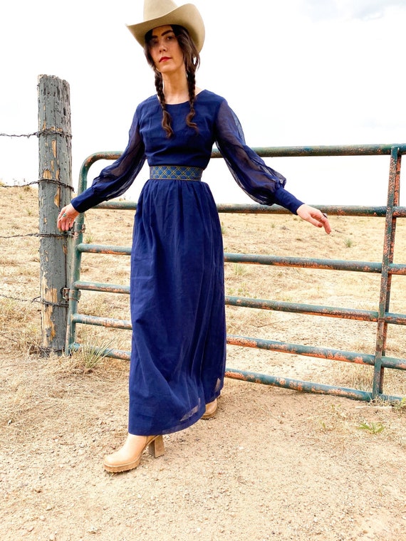 Morning Rain Prairie Dress | XS 70's 1970