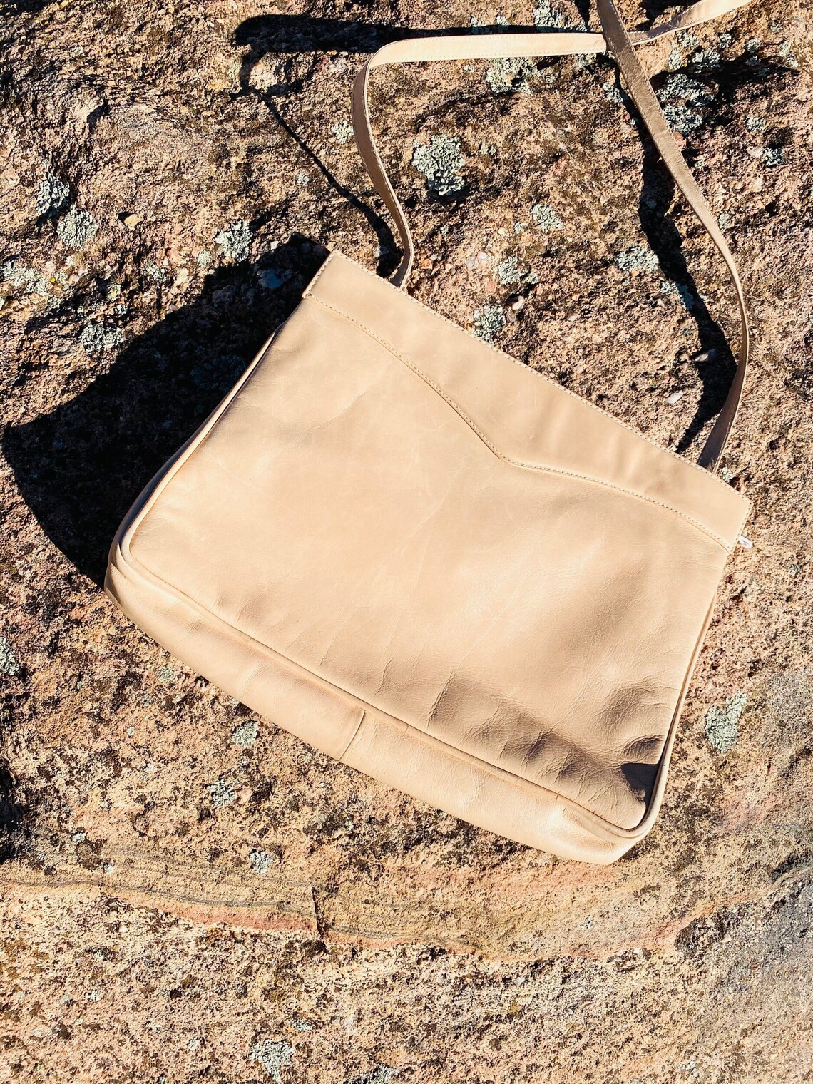 Beige Crossbody Bag vintage leather bag Etsy