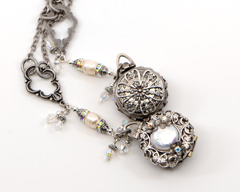 Pearl Locket Necklace for Women Bridal Wedding Locket | Etsy