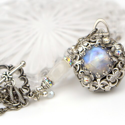 Vintage Sterling Silver Blue Sapphire & White Topaz Flower | Etsy