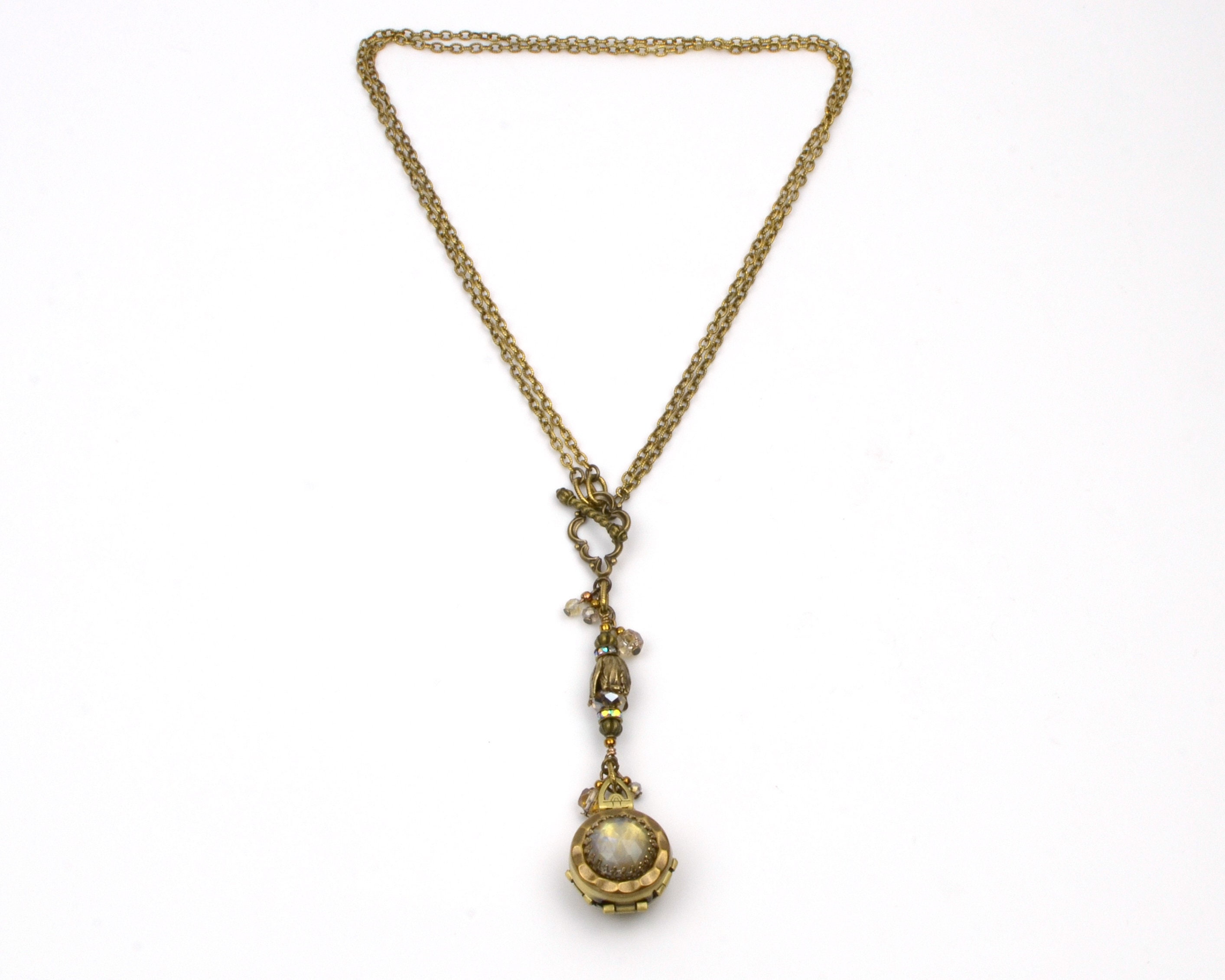 Victorian Antique Gold Rainbow Moonstone Locket Necklace | Etsy