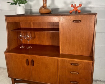 Mid Century G Plan Teak Highboard Credenza Server With Secretary Bar