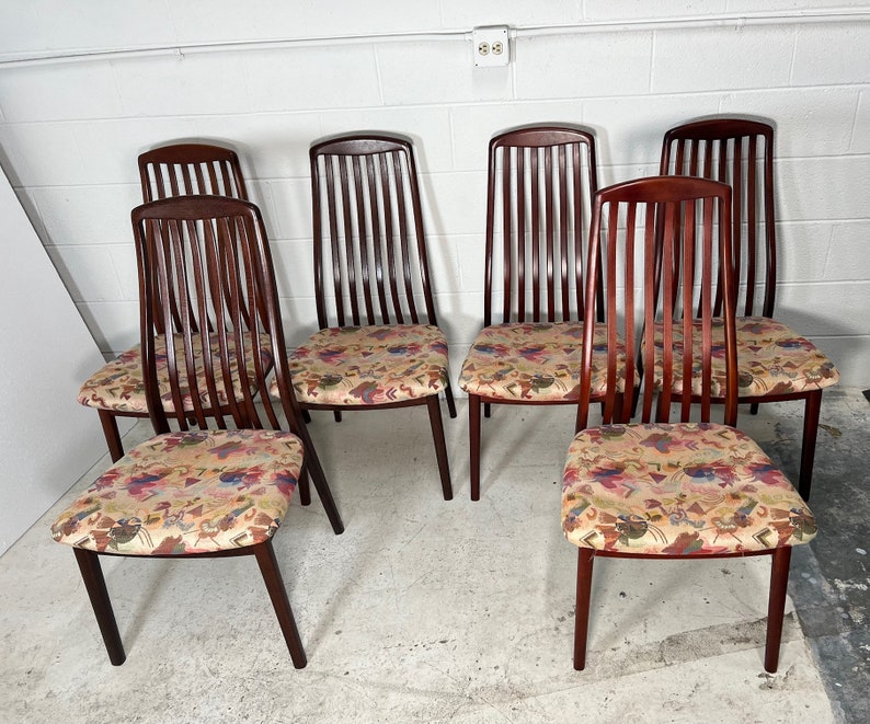 Set of 6 Mid Century Danish Modern Teak Dining Chairs By Schou Andersen immagine 1