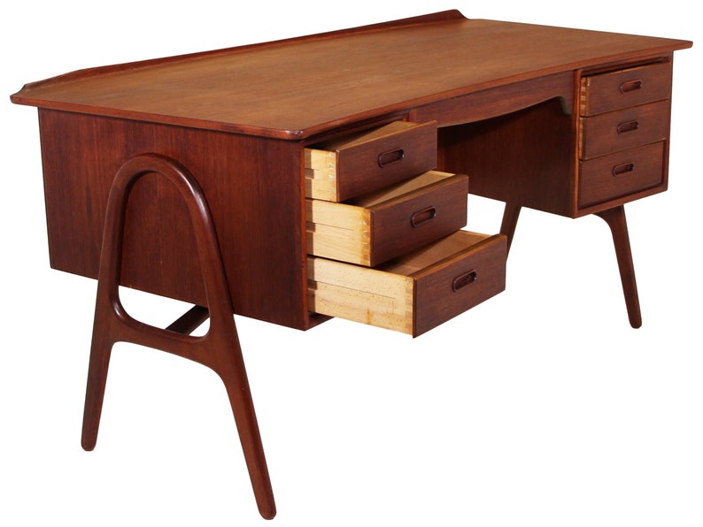 Mid Century Teak Free Standing Desk By Svend Madsen On Hold For Staging