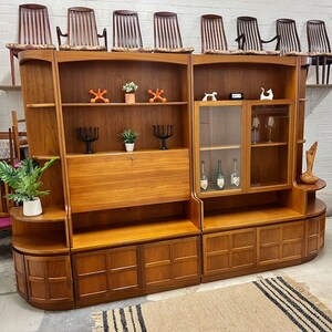 Mid Century Modern Modular 4 Part Teak Wall Unit by Nathan Furniture