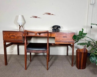 Mid Century Modern Danish Rosewood Free Standing Desk by Arne Wahl Iversen