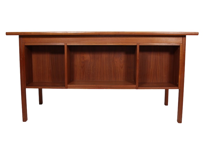 Danish Modern Free Standing Teak Desk Bookcase Back