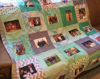 Memory quilt, picture quilt, photo quilt, support childhood cancer research!:)