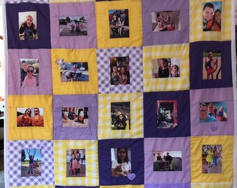 Handmade Photo Memory Quilt, Keepsake Gift