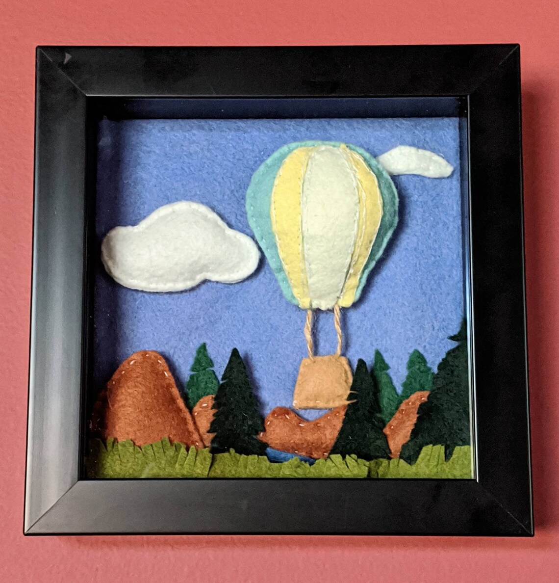 Shadow Box Art Felt Art Hot Air Balloon Home Decor Etsy