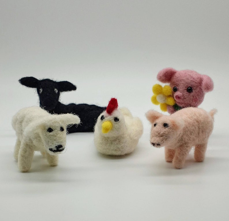 Sheep Pigs Chicken Farm Needle Felt Animals Needle Felt Farm Animals