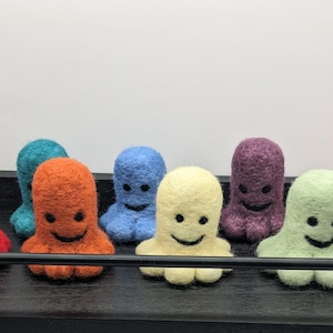 Needle Felt Octopus - Multi Color Wool - Sea Creature Home Decor